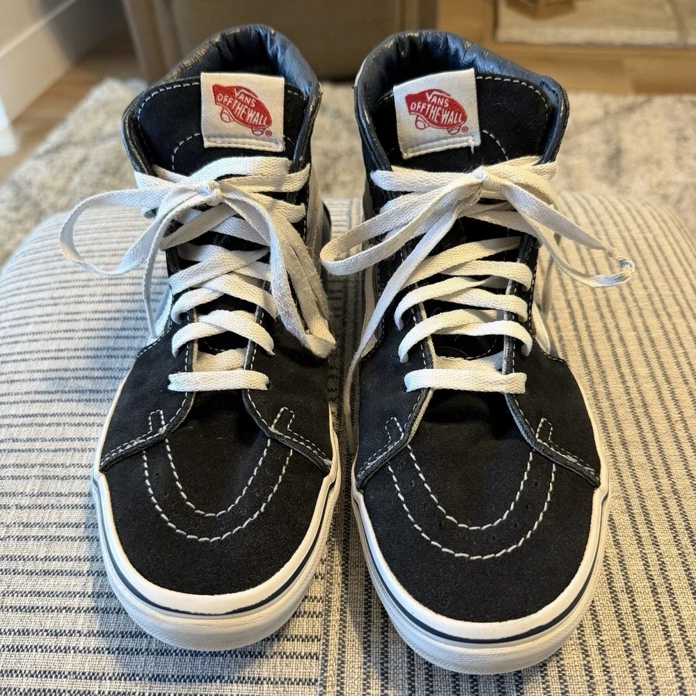 Vans Sk8-Hi Classic Black Blue White High Top Skate Shoes Men's 7.5 Women's 9